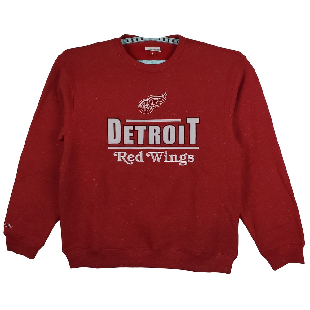 Detroit Red Wings Mitchell & Ness NHL Large Sweatshirt Embroidery Logo Red New